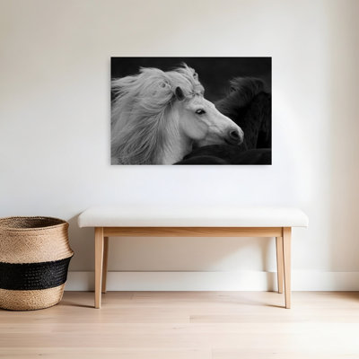 Art mural majestueux à crinière blanche contemporaine