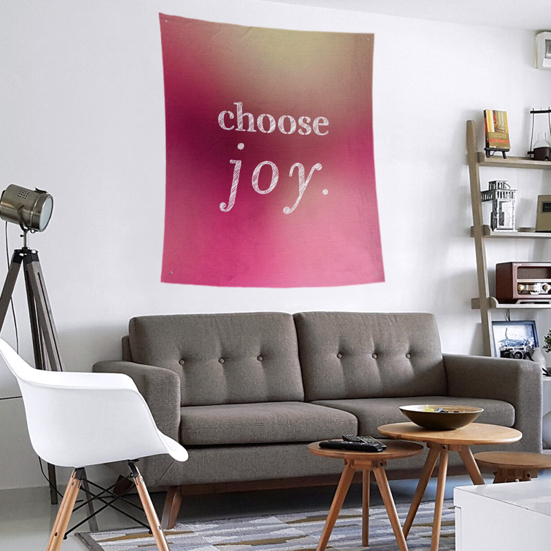 Tapisserie de polyester, choisir la joie citation, H 27,5 po x l 37,5 po, Lueur rose