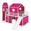 Lit mezzanine simple avec tente et tour rose Slide-114381501
