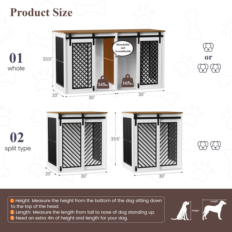 Cage durable pour chien avec panneau de séparation - Sécuritaire et pratique pour les animaux de compagnie, Brun / blanc
