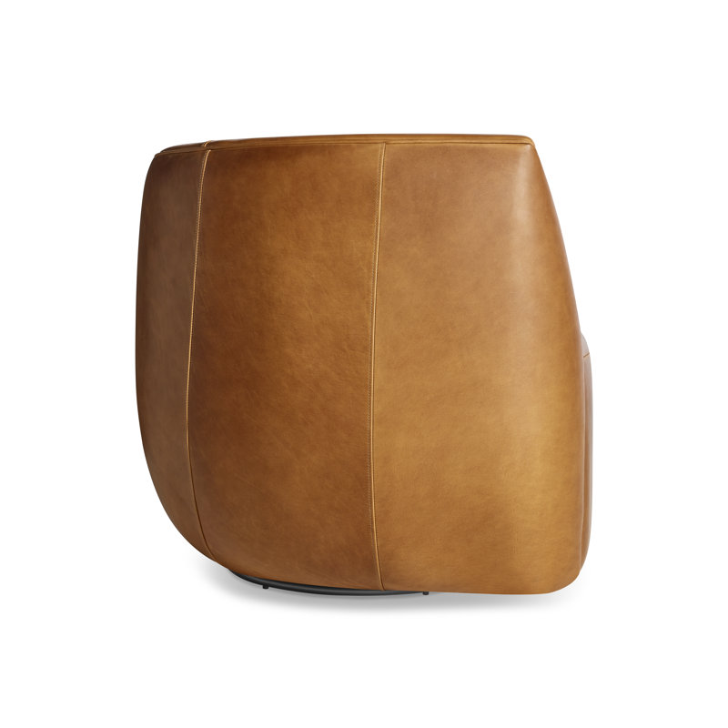 Council Leather Swivel Barrel Chair, Butterscotch Genuine Leather
