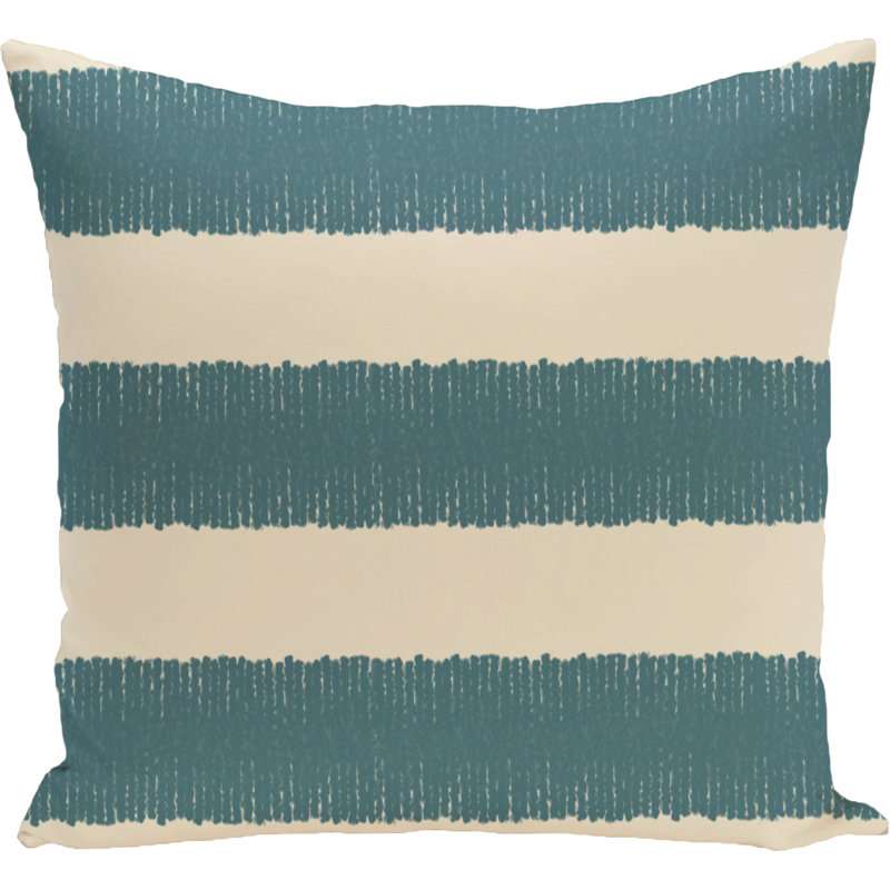 Striped Reversible Throw Pillow, 16" H x 16" W, Aqua