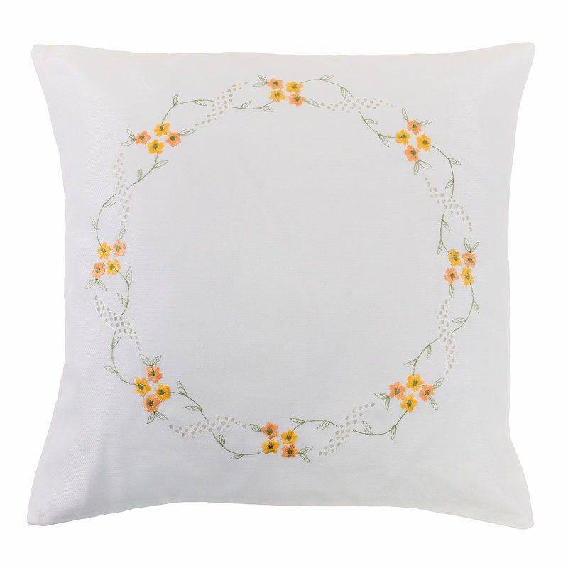 Floral Square Throw Pillow Cover, Yellow