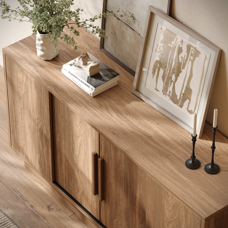Buffet de 63 po avec 4 portes coulissantes, Brun