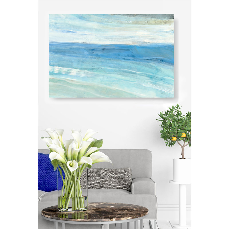Bleu, vert, impressionniste, abstrait, rivière, bleu sarcelle, cyan, H 24 po x l 36 po x P 1,5 po