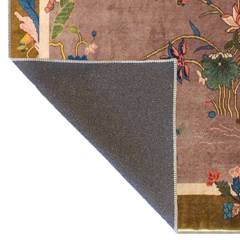 Tapis décoratif lavable brun à motif floral moderne, Tapis de couloir 3 pi 3,37 po x 9 pi 10,11 po