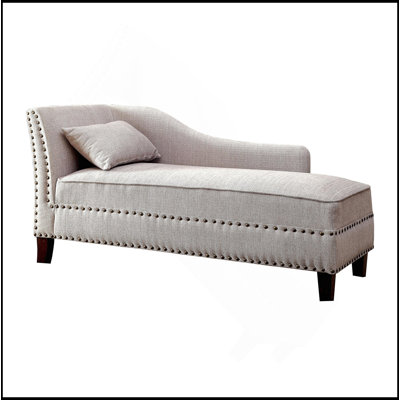 Fabric Chaise / Bench Nailhead Trims Pillow Plush Comfort 1Pc Chaise Living Room Furniture