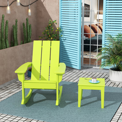 Chaise berçante et table d'extérieur en plastique PEHD Joubert