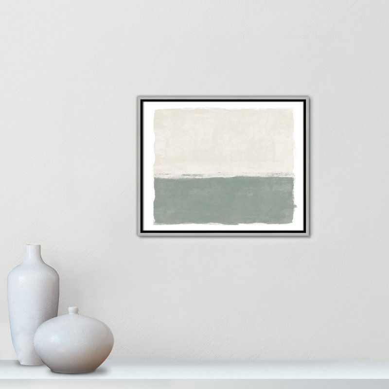 Sage Whisper II - Landscape Version Print par Natalie Carpentieri, Toile avec cadre, Flottant argent, 21.5'' W x 17.5'' H