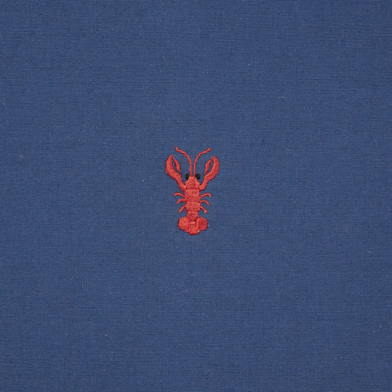 Lobster Embroidery Fabric, Blue/ Dark Blue/ White
