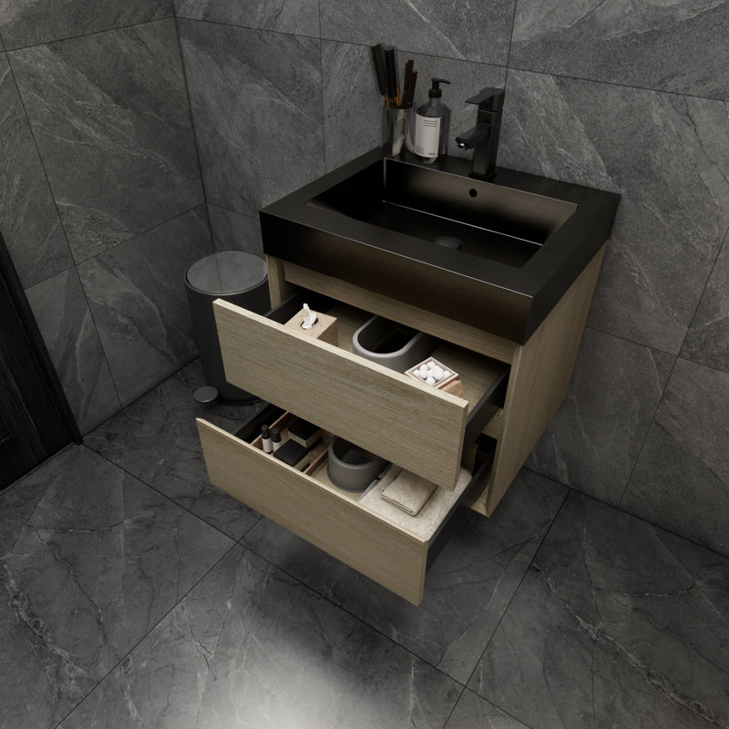 Golitz 23.5'' Single Bathroom Vanity with Stainless Steel Top, Coffee