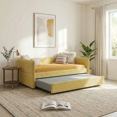 Lit de jour rembourré avec couchette Boucle, canapé-lit 3 en 1 Boucle pour le salon, la chambre à coucher et la chambre d'amis