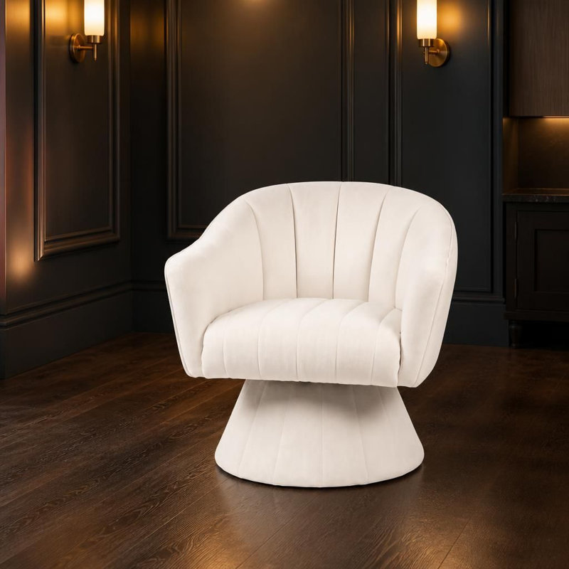 Fauteuil d'appoint moderne pivotant à 360 degrés, fauteuil demi-tonneau capitonné et méridienne rembourrée rotative