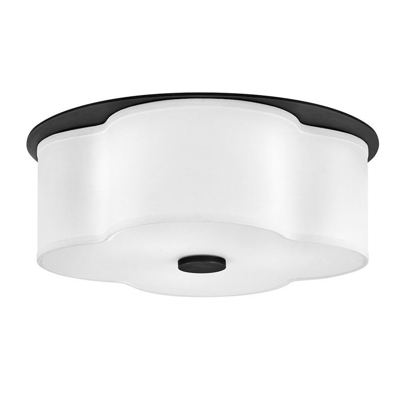 Black and White Etched Glass 3-Light LED Flush Mount Ceiling Light
