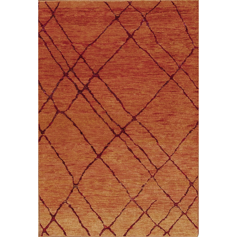 Seville Hand Knotted Area Rug in Orange, Rectangle 4' x 6'