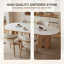 Table de salle à manger en bois fritté massif et bois manufacturé blanc et brun-763599359