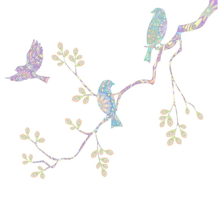 Bird Stickers in Lovely Flower Pattern - Set of 6 Bird Decals – My  Wonderful Walls