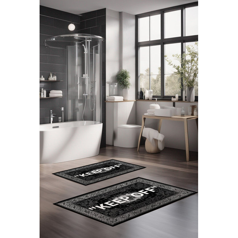Ensemble de tapis de bain de luxe Eakly (2 pièces), 100% polyester, 16,0 x 23,6 pouces et 23,6 x 39,4 pouces | Conception antibactérienne antidérapante, hauteur de poils de 0,3 po | Lavable à la machine, durable et facile à nettoyer | Idéal pour la décoration de salle de bain