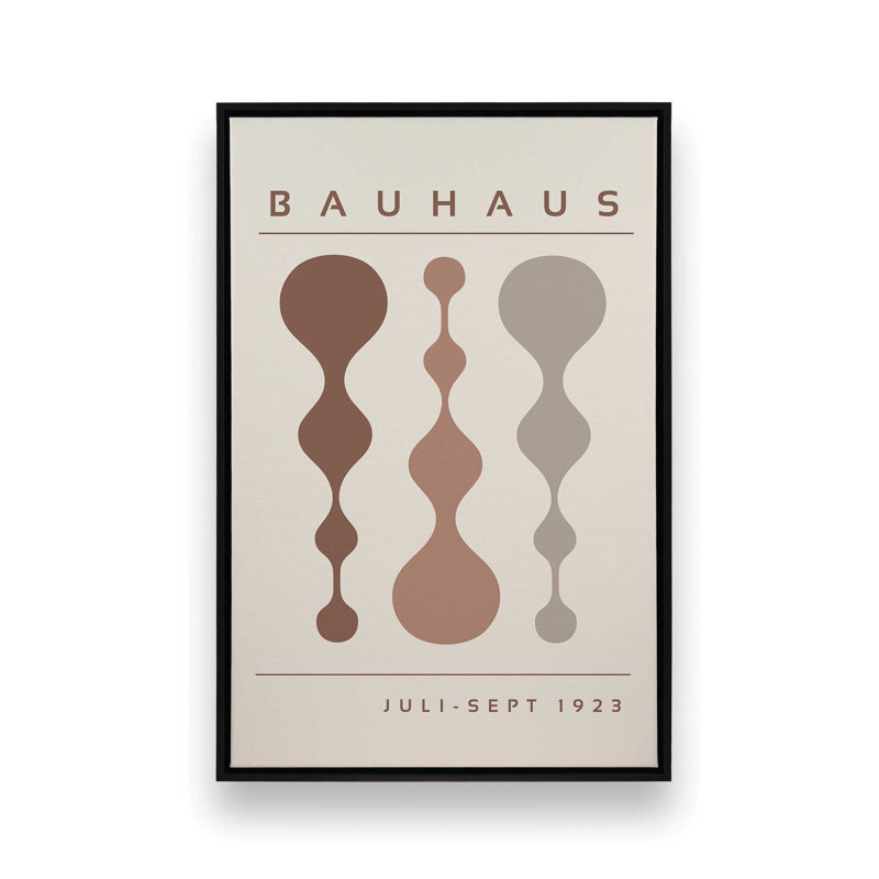 Affiche rétro Bauhaus II , H 12 po x l 8 po, Toile avec cadre flottant brun , Noir satiné