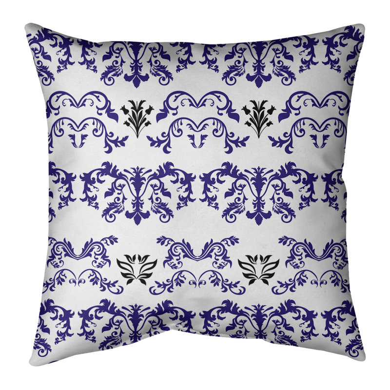 Housse de coussin Baltimore Football Baroque, Croisé en coton, 14 po x 14 po, Blanc / bleu marine / noir