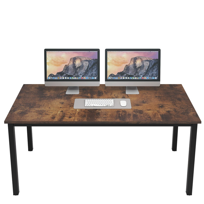 Bureau d'ordinateur Pauljohn, Noir, Brun, H 29,49 po x l 55 po x P 22,99 po