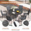 Ensemble repas d'extérieur pour patio - table ronde de 47 po avec trou pour parasol et 6 chaises empilables-1972583290
