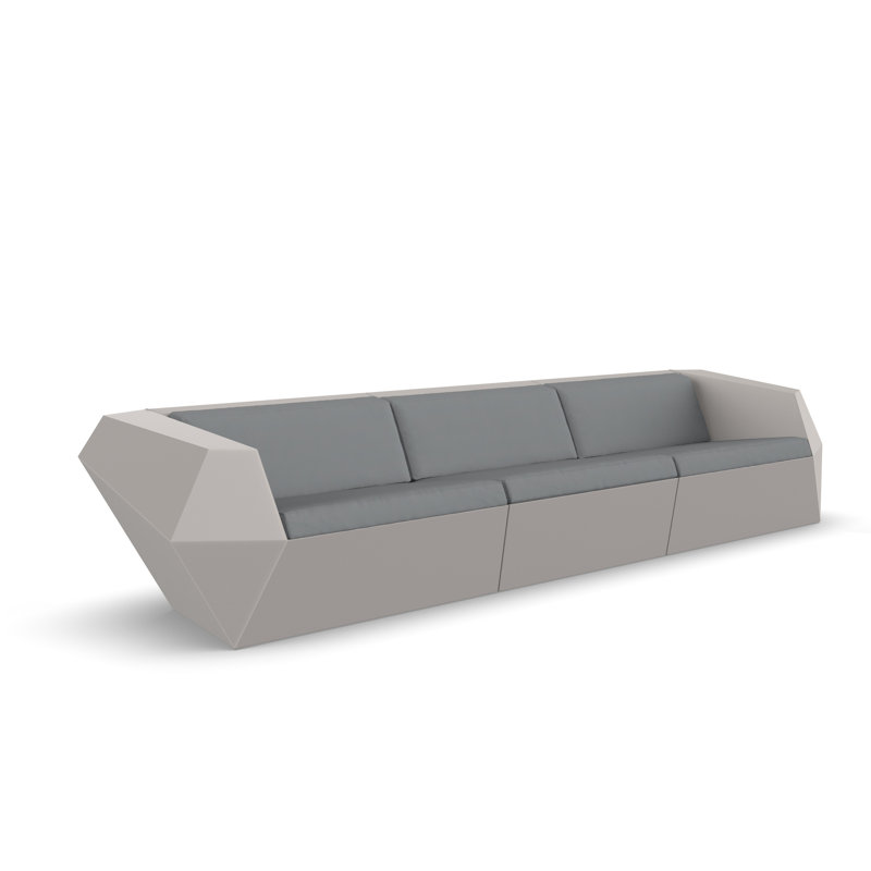 Faz 130.75" Wide Outdoor Patio Sofa with Cushions, Nautical Natural, Black