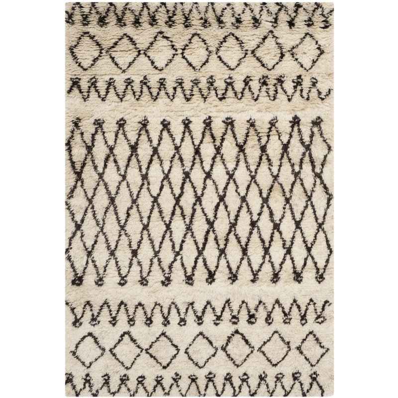 Clem Southwestern Handmade Tufted Wool Ivory/Brown Area Rug, Runner 2'3" x 12'