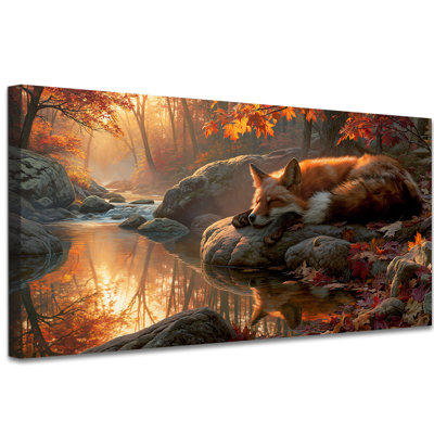 Automne, art mural sur toile, peinture de renard, art de ferme rustique d'automne pour la décoration intérieure, chambre à coucher, salon, décoration murale