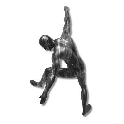 Sculpture murale élégante noire et argentée - 6 po x 12 po x 6 po