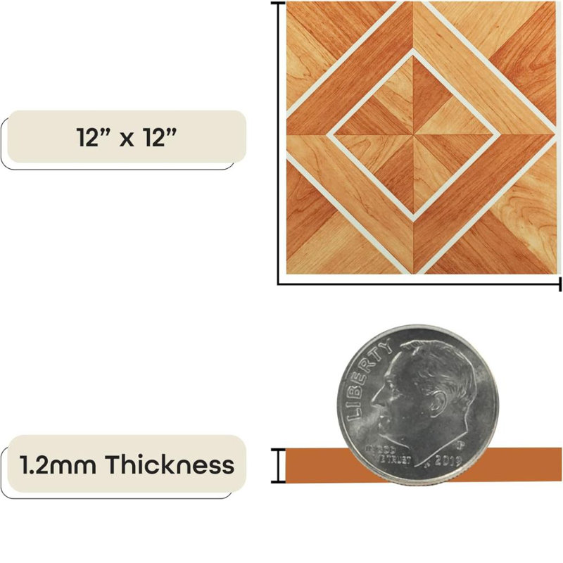 Carreaux de sol en vinyle auto-adhésif Woven Trends, 45 pièces, 12 po x 12 po, Parquet à bordure blanche