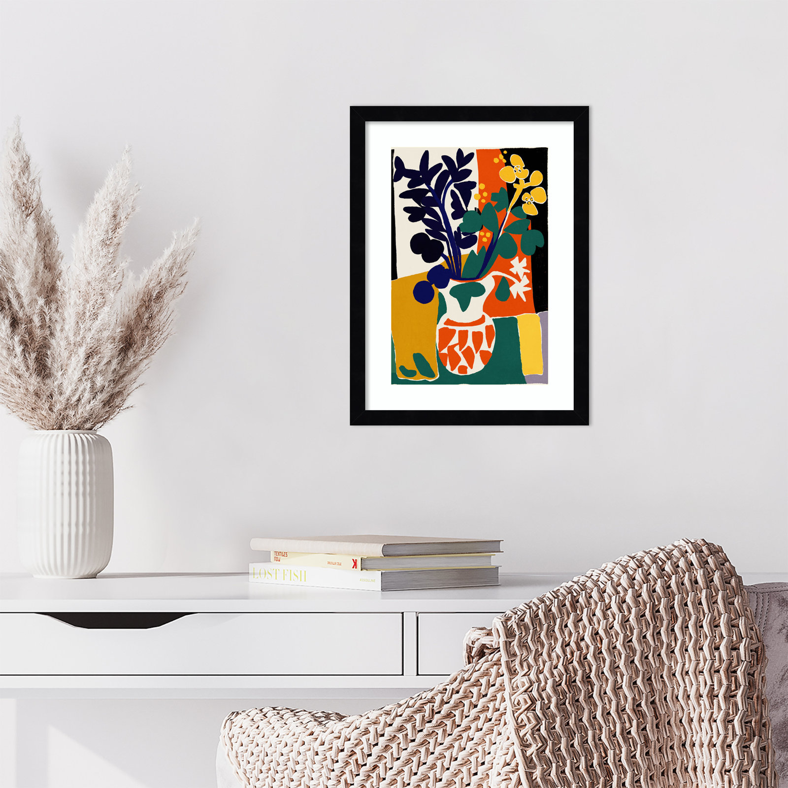 Ovando "France Floral Impressions" Print, Black, 17" H x 13" W