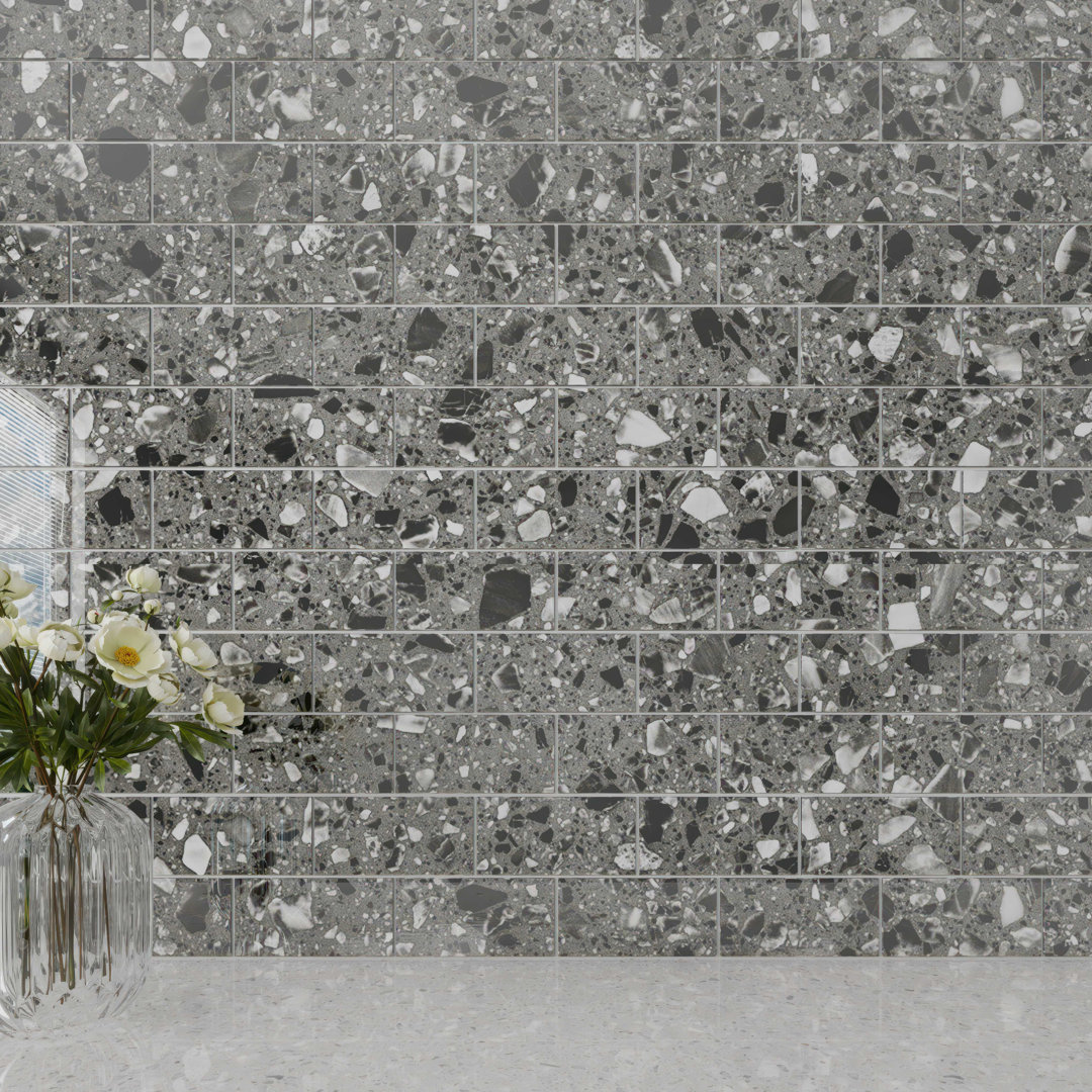 Glass Terrazzo 3'' W x 6'' L Glass Subway Singular Tile Giorbello