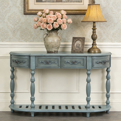 Curved Console Table With 4 Drawers & 1 Shelf, Versatile For Hallway, Living Room