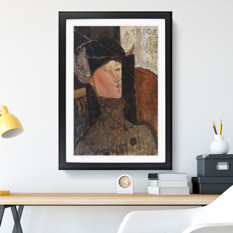 Beatrice by Amedeo Modigliani - Picture Frame Painting, 48cm H x 36cm W x 2cm D, Black Framed