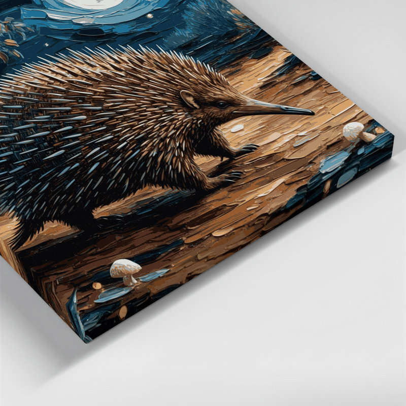Faune Echidna, art mural sur toile noire, H 11 po x l 14 po