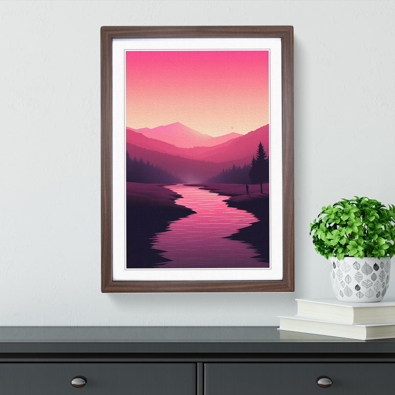 Stream Minimalism - Framed Print, 46" H x 34" W x 2" D, Walnut
