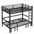 Full over Full Pull-Out Bunk Bed with Safety Rails, Lower Bunk Slides in Three Sections, Black-1757619518