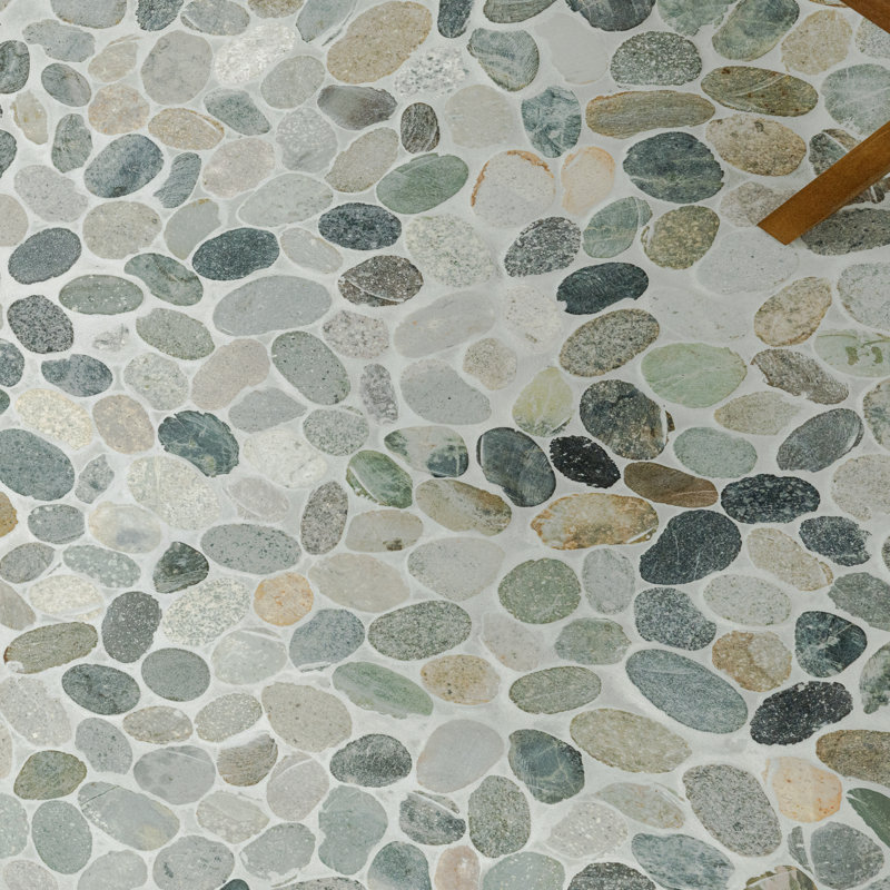 Marvella Pebble 12 in. x 12 in. Natural stone Mosaic Floor and Wall Tile, Moss Cut