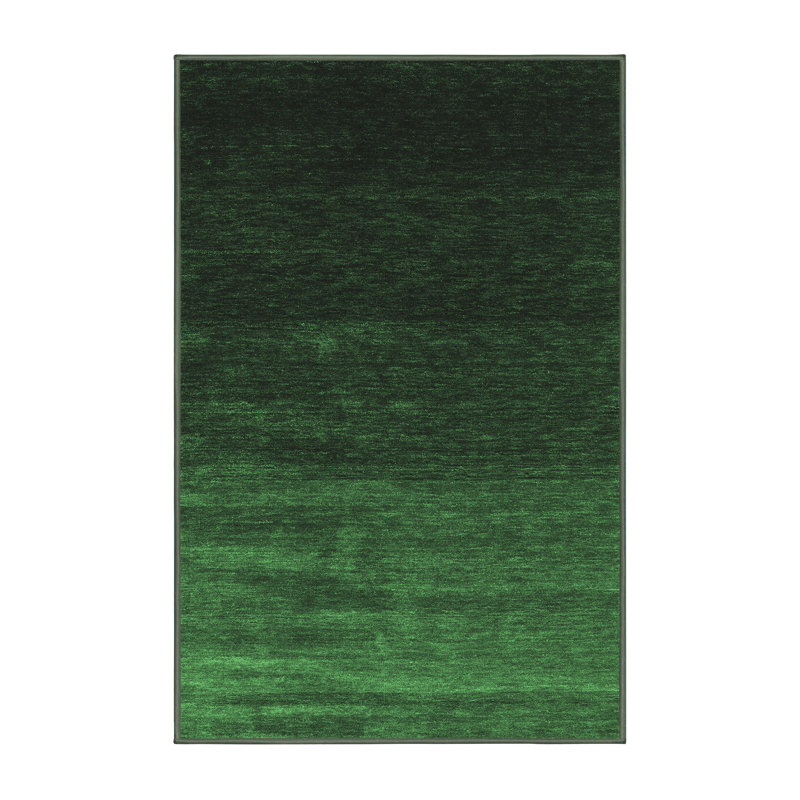 Tapis contemporains vert émeraude lavable à la machine 1791, Rectangle 8 pi x 10 pi