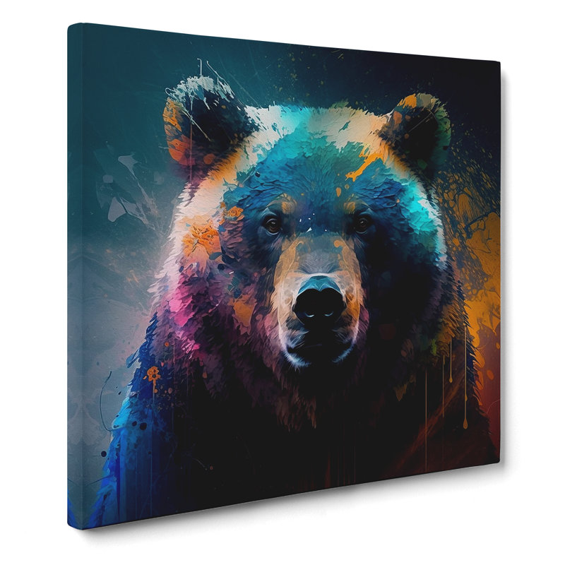 Bear Abstract Expressionism No.1 - Print, 50cm H x 50cm W x 3cm D