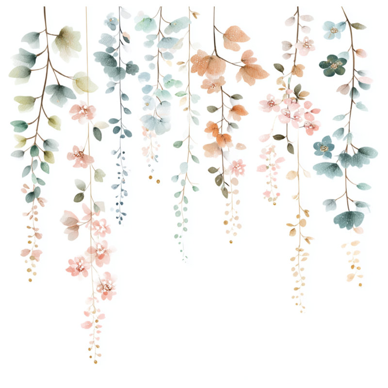 Édredon suspendu fleurs pastel, Très grand lit