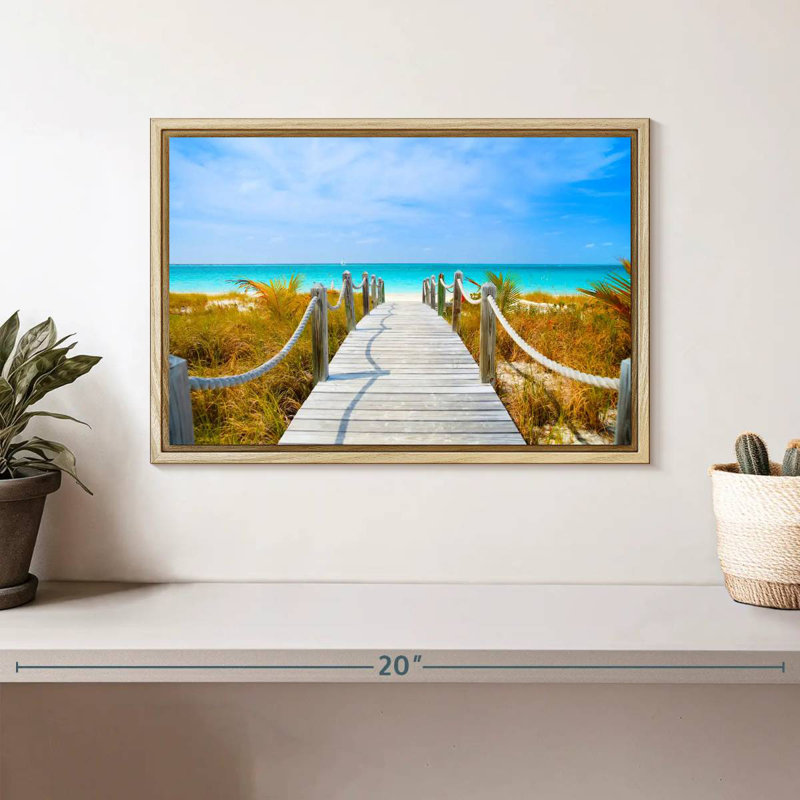 Passerelle Turks and Caicos, Cadre flottant en bois naturel, 13 po x 9 po