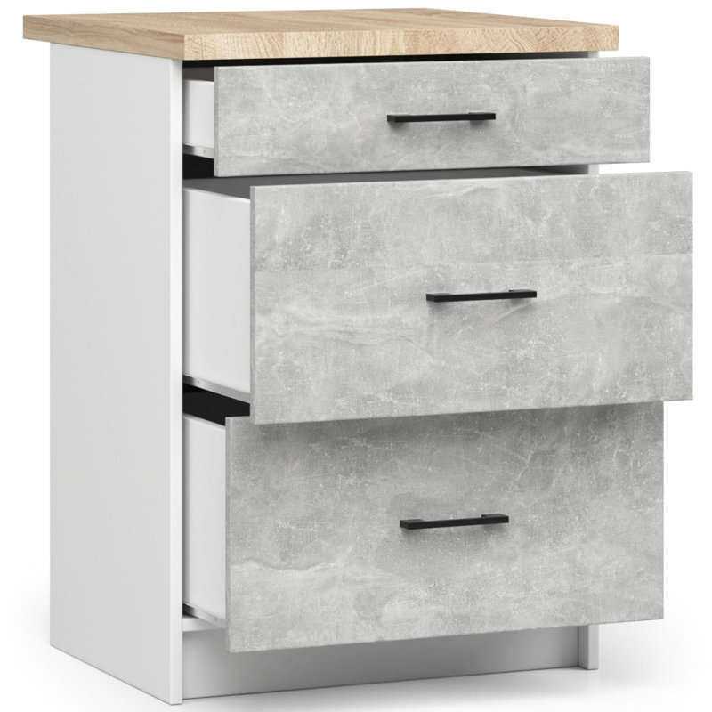 Oliwia kitchen base cabinet in white and stone gray