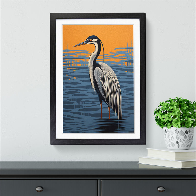 Heron Op No.2 - 32664 Piece Single Picture Frame Print on Wood, 34cm H x 25cm W x 2cm D