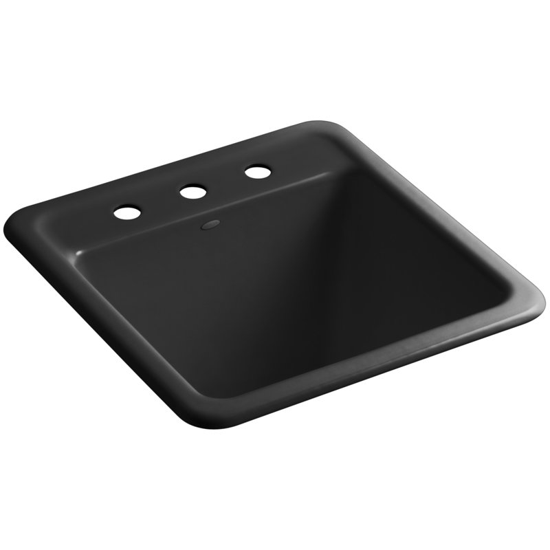 Park Falls 22" L x 21" W Service Sink, Black , 3 holes