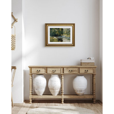 Vintage Gold Framed Wall Art, Nature Streamside Retro Paintings, Canvas Prints Artwork with Antique Frame, Victorian Wall Pictures Decor for Living Room Gallery Room 13x16 inch