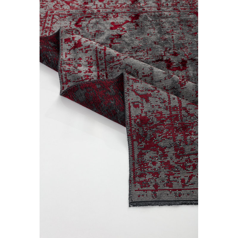 Gray/Red Oriental Luxury Area Rug, Rectangle 7'10" x 9'10"