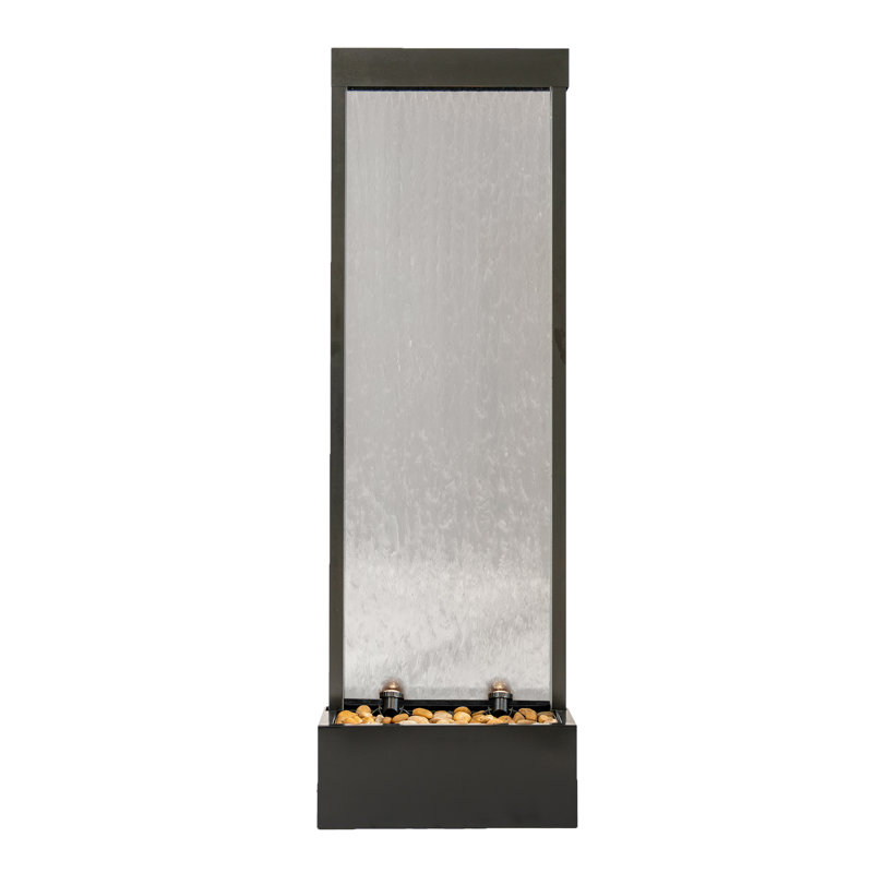 Stainless Steel Waterfall Fountain with Lights, Black
