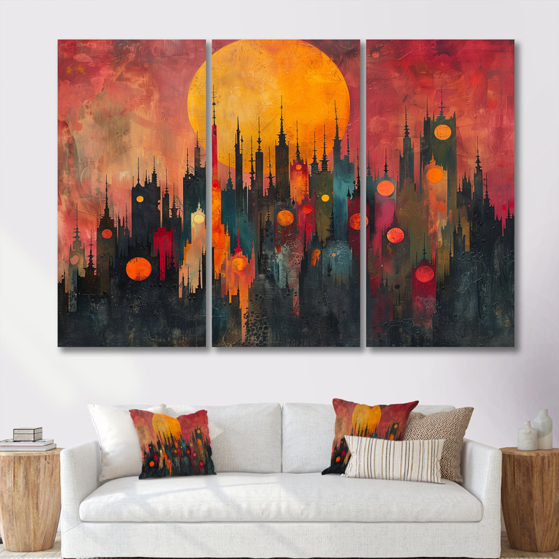 Henriqueta - Towers Wall Decor Set, 40" H x 20" W x 1" D, Wrapped Canvas